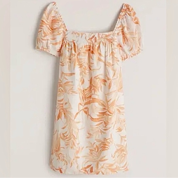 Abercrombie & Fitch Dresses & Skirts - NWT: Abercrombie & Fitch Orange Hawaiian Floral Puff Sleeve Mini Dress